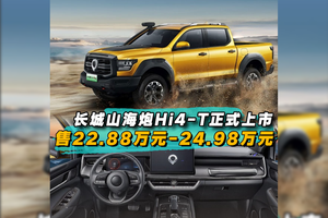 长城山海炮Hi4-T正式上市，售价22.88万元-24.98万元